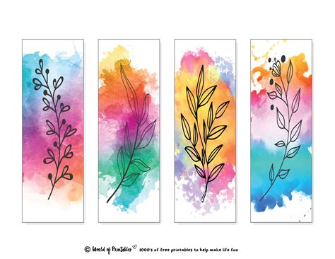 Printable Watercolor Bookmarks